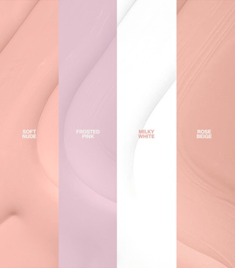Muestra de tonos suaves de Rubber Base de Pink Gellac, ideales para manicura francesa o acabado natural. Fórmula vegana, resistente al agua y sin HEMA ni TPO.